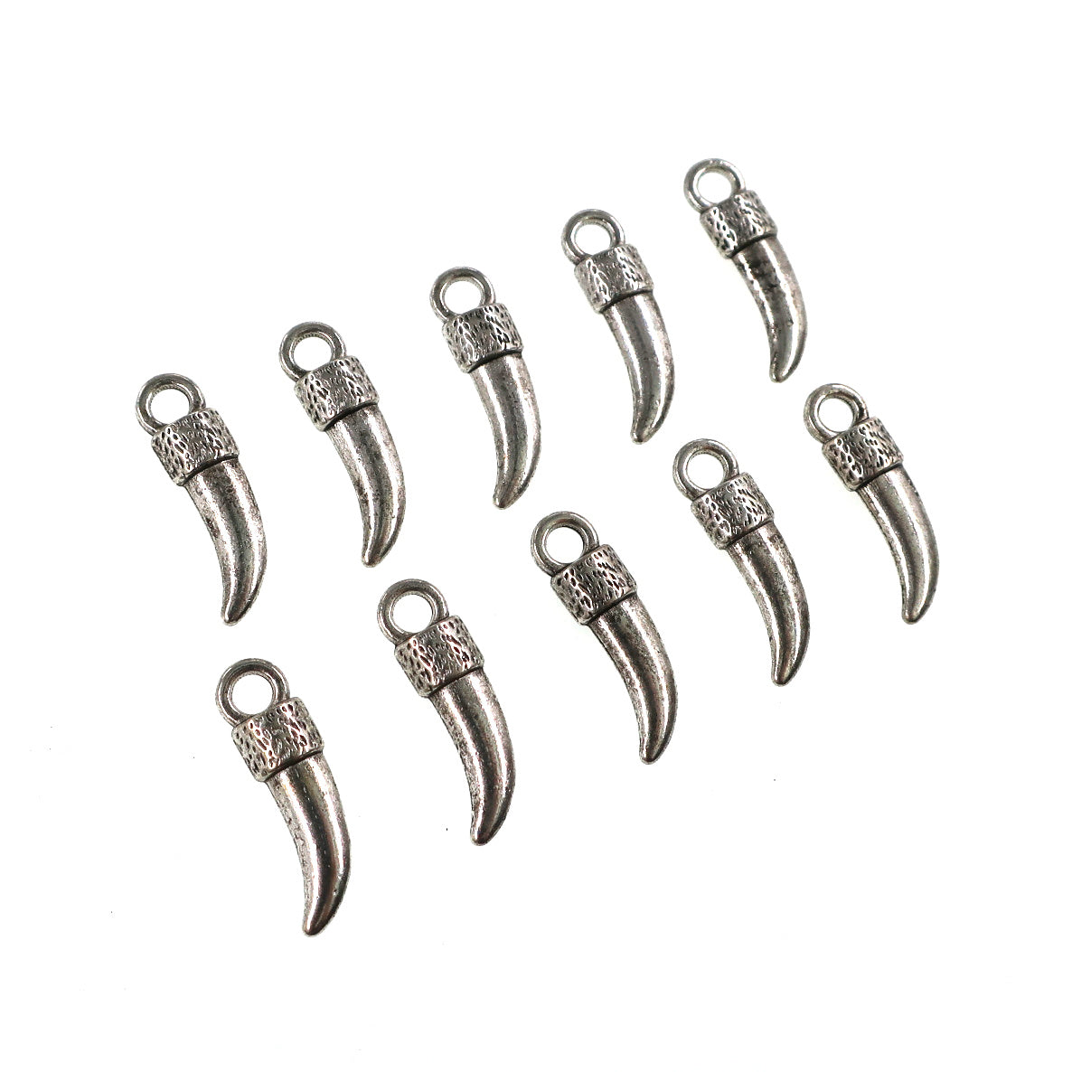 10 pack Italian horn - antique silver color
