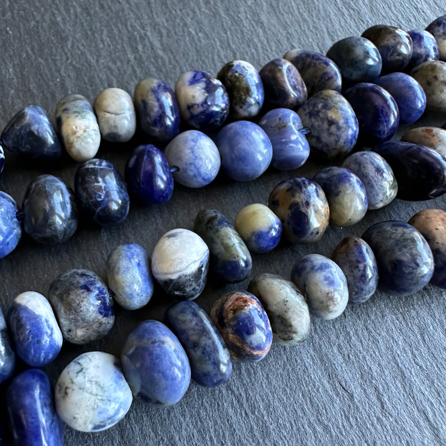 Medium sodalite nugget beads - 15" strand