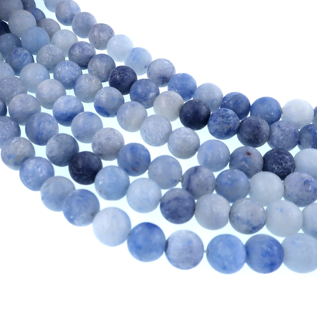 6mm Blue Aventurine Matte Beads, sold per 15" strand