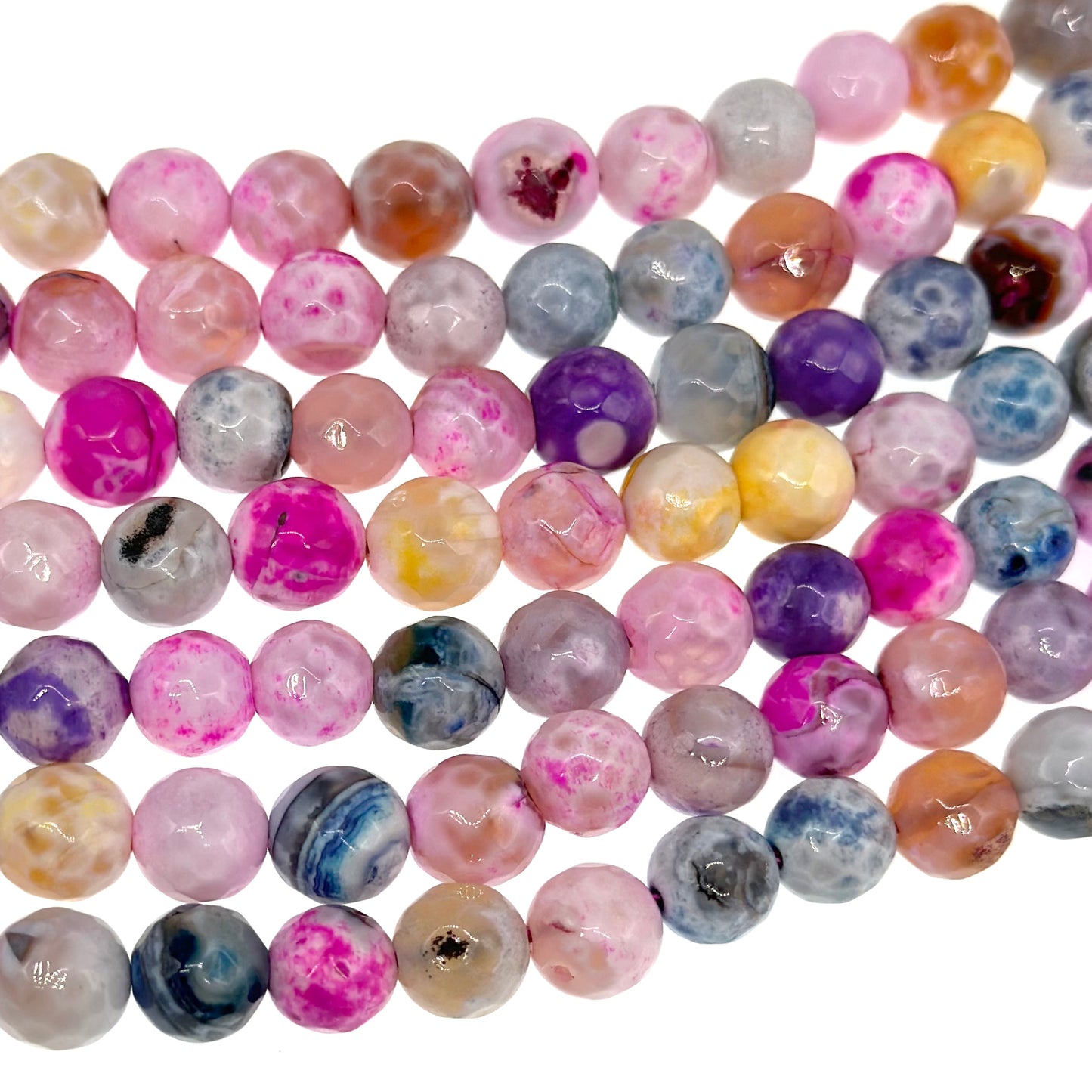 8mm - Lollipop Fire Agate - Round - Faceted