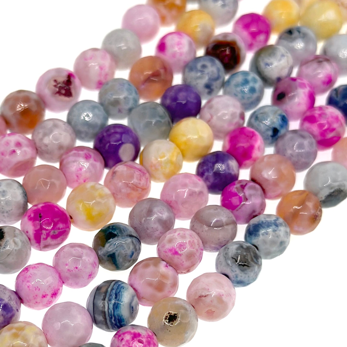 8mm - Lollipop Fire Agate - Round - Faceted