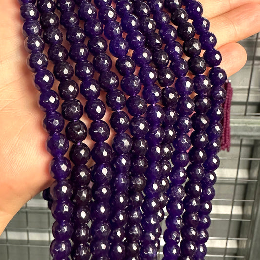8mm purple candy jade (quartz) - round- faceted (dyed) WJ40-12