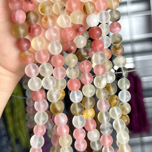 8mm - Watermelon Stone - Round - Frosted