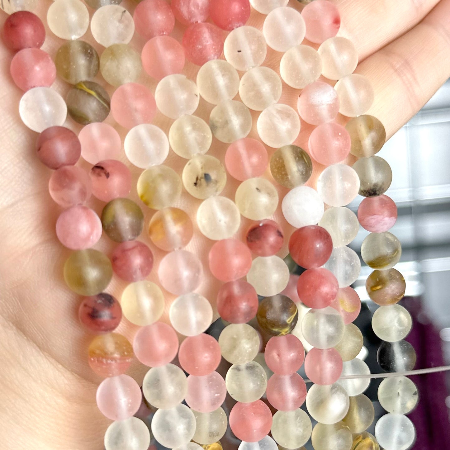 8mm - Watermelon Stone - Round - Frosted