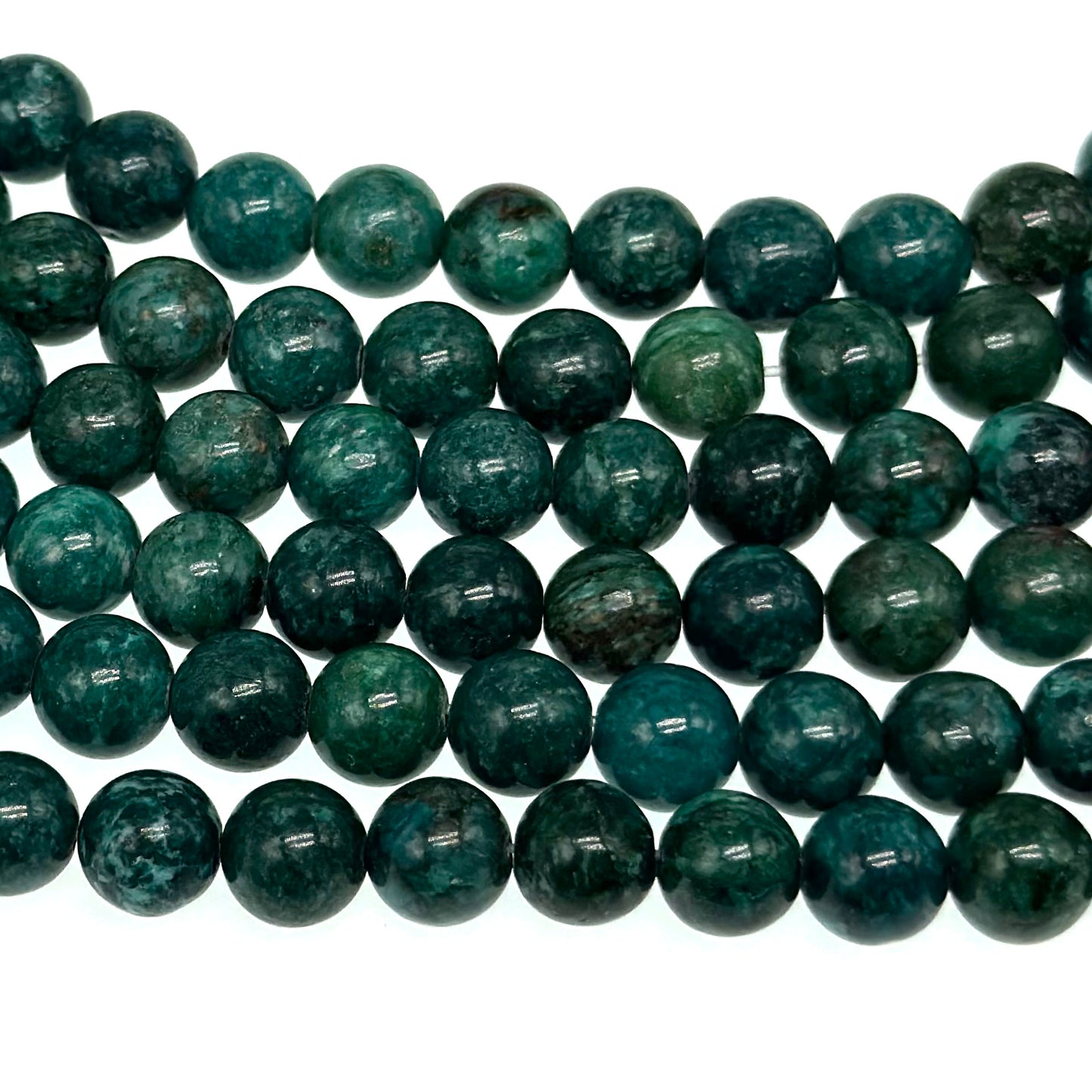 8mm dark teal crazy agate - round - smooth