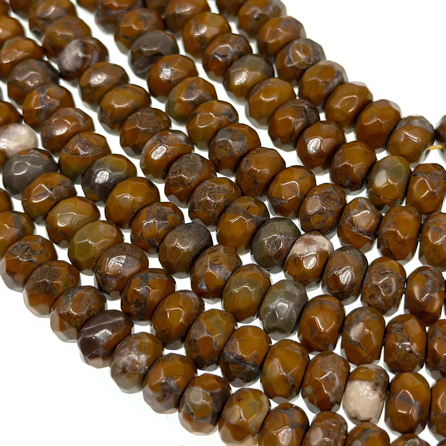 8x5mm · BAMBOO LEAF STONE · rondelle · faceted · 15" strand · approx. 70 beads · G22-1