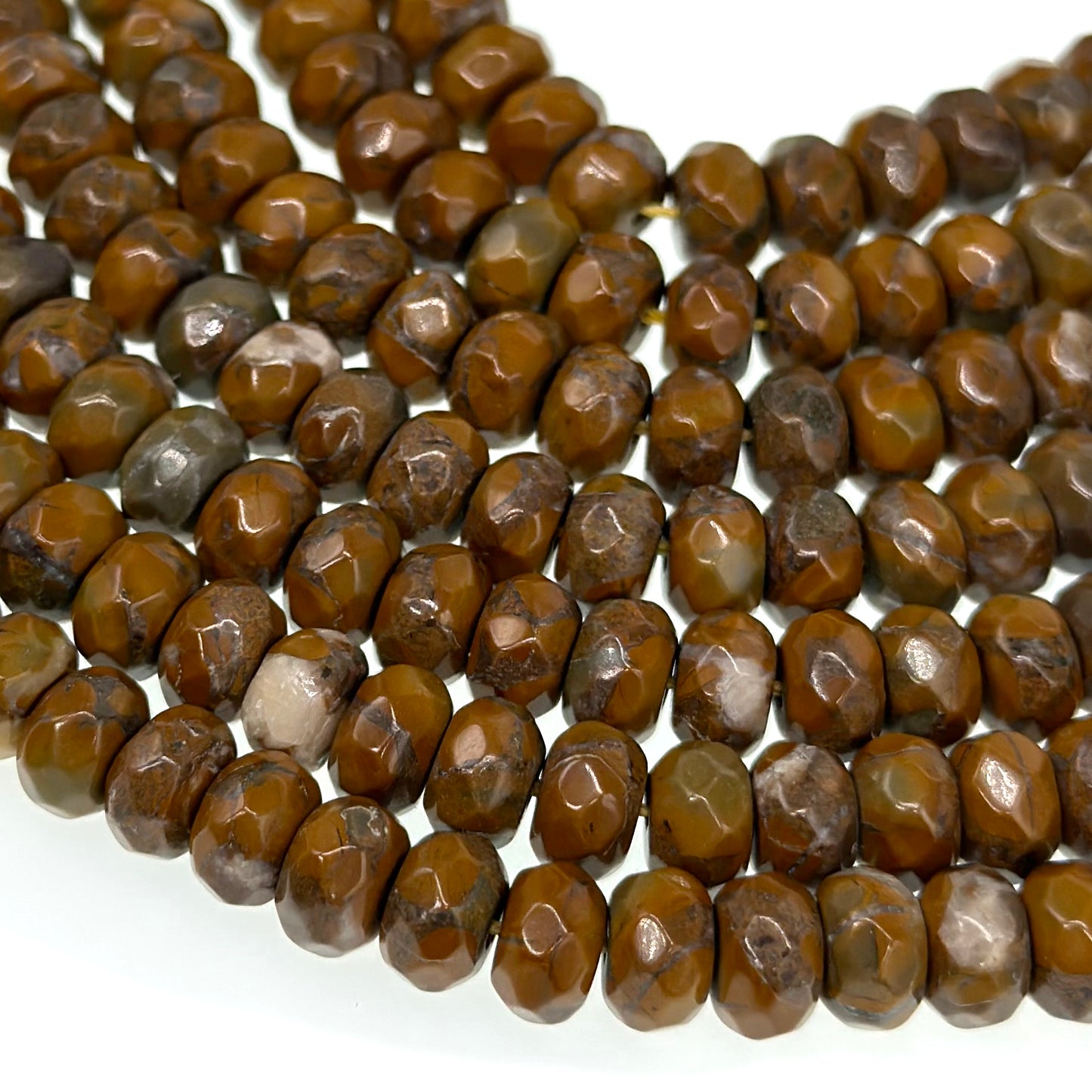 8x5mm · BAMBOO LEAF STONE · rondelle · faceted · 15" strand · approx. 70 beads · G22-1