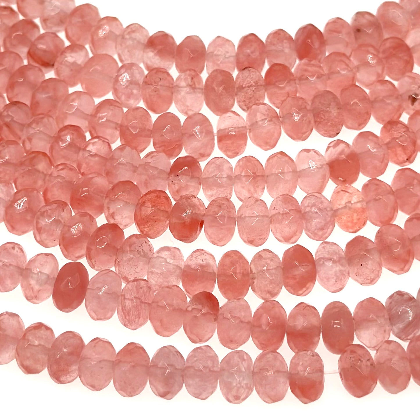 8x5mm · CHERRY QUARTZ · rondelle · faceted · 15" strand · approx. 70 beads · G22-4