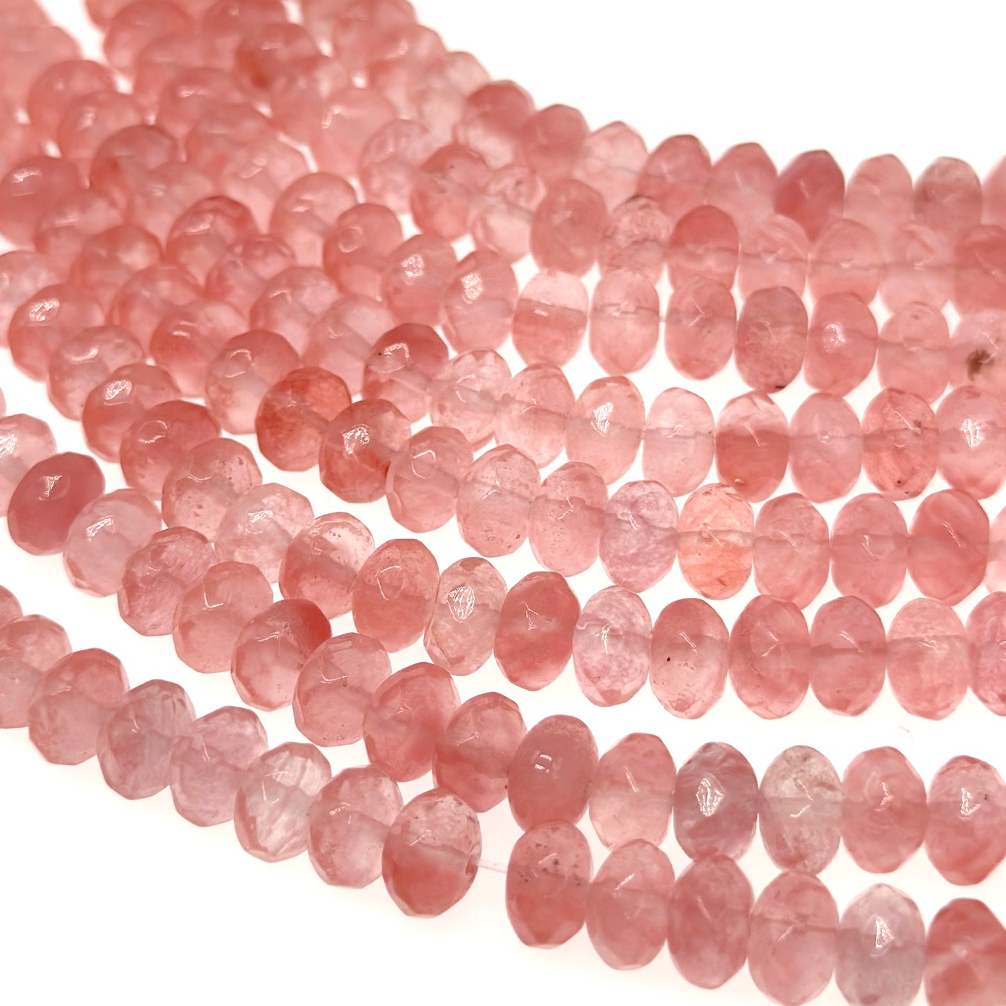 8x5mm · CHERRY QUARTZ · rondelle · faceted · 15" strand · approx. 70 beads · G22-4