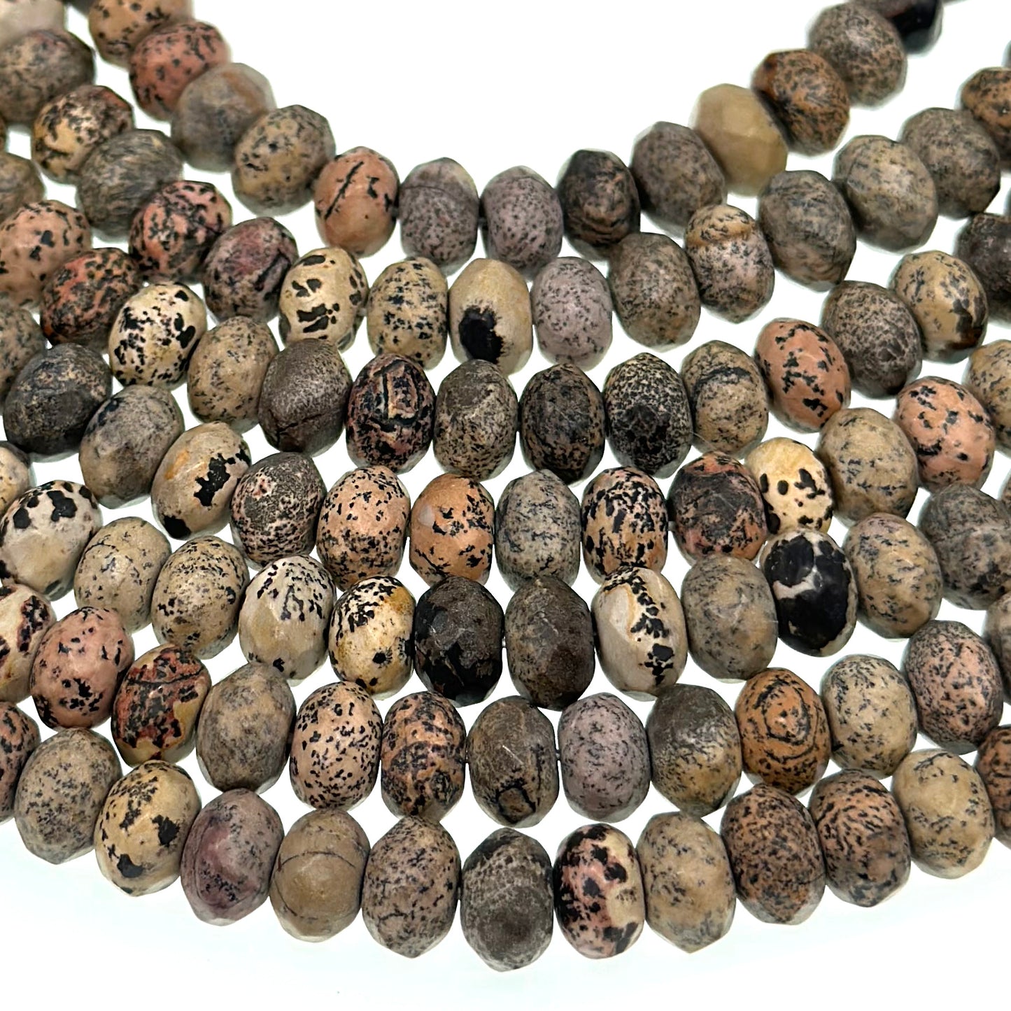 8x5mm · DENDRITIC JASPER · rondelle · faceted · 15" strand · approx. 70 beads · G22- 6