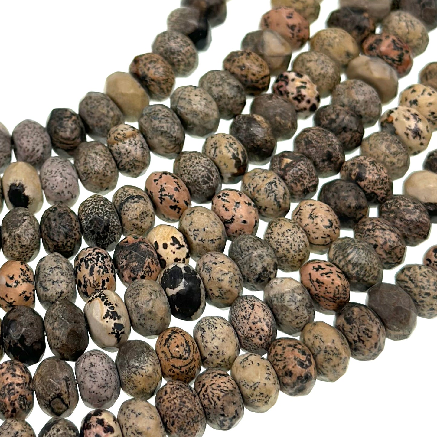 8x5mm · DENDRITIC JASPER · rondelle · faceted · 15" strand · approx. 70 beads · G22- 6