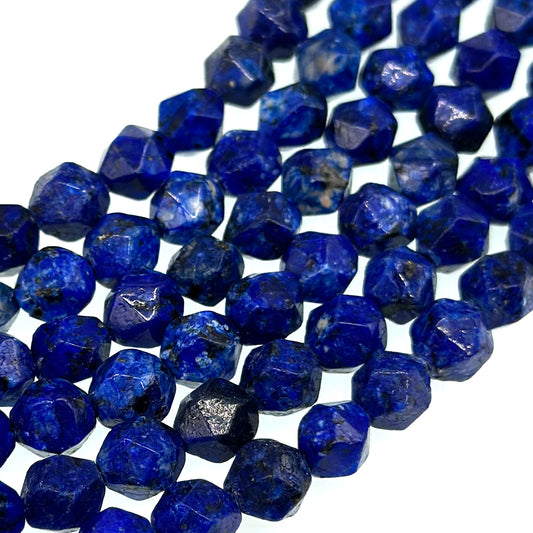 8mm  dark blue sesame jasper beads (dyed) - star cut - faceted - 15" strand - approx. 45 beads