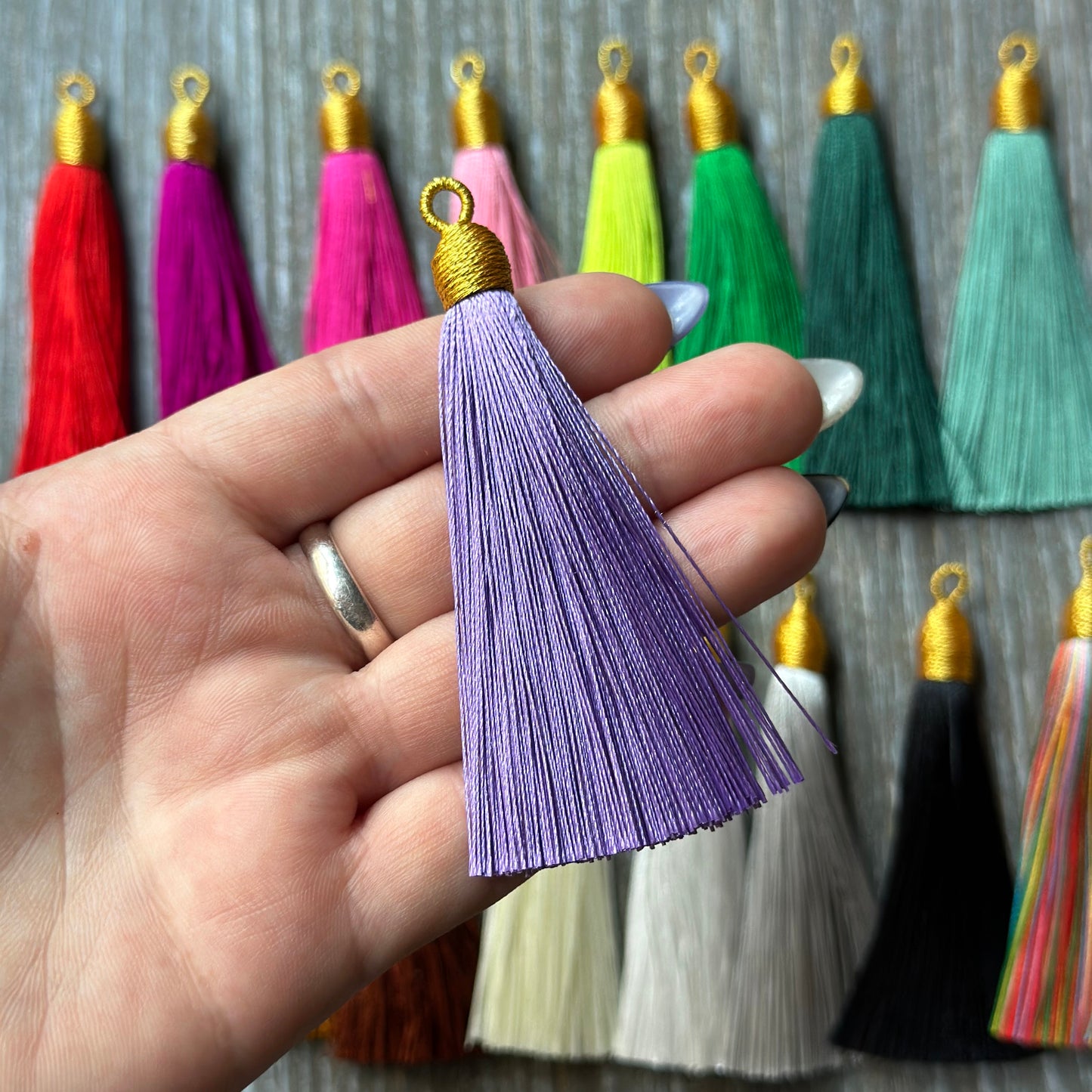 3" lavender gold top tassel