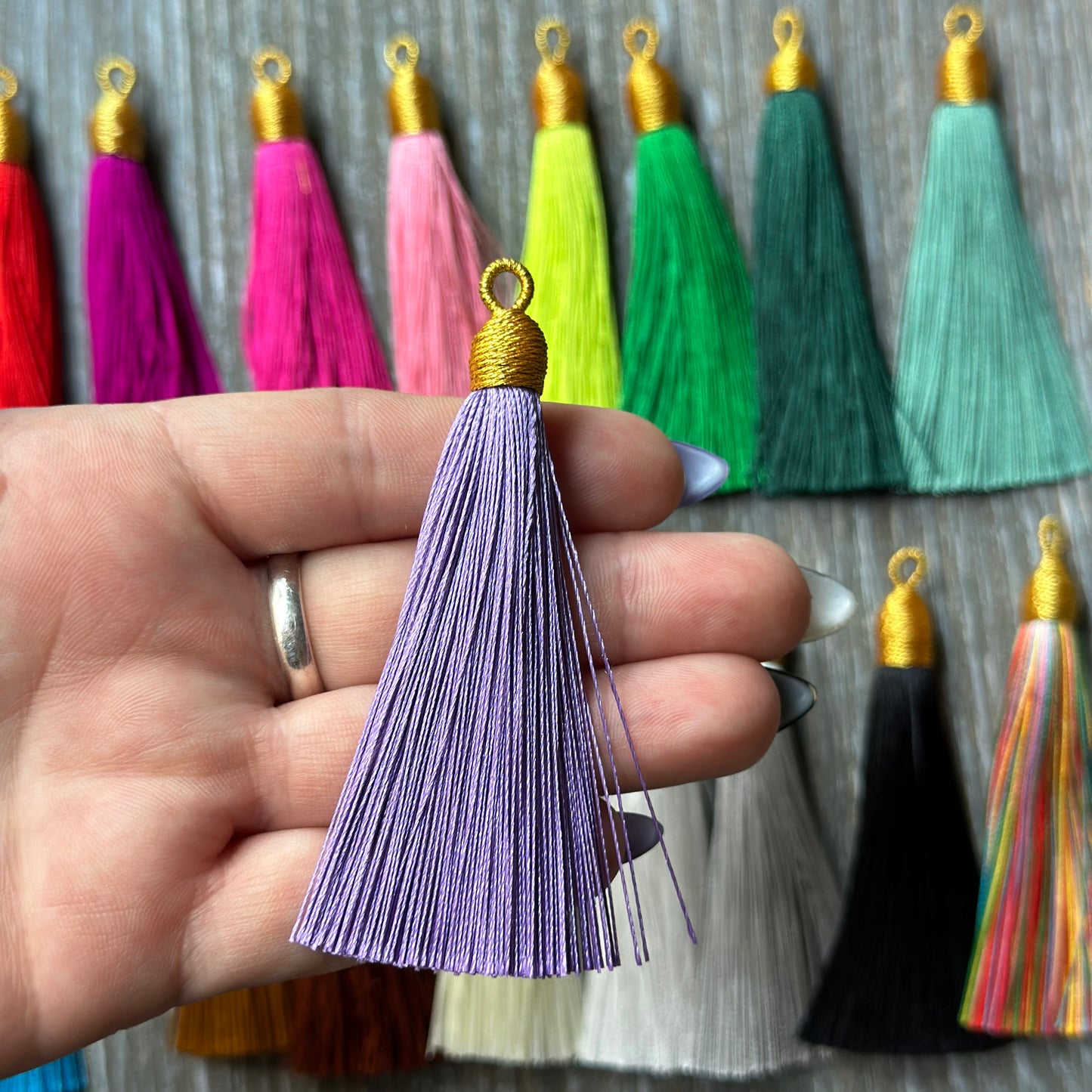 3" lavender gold top tassel