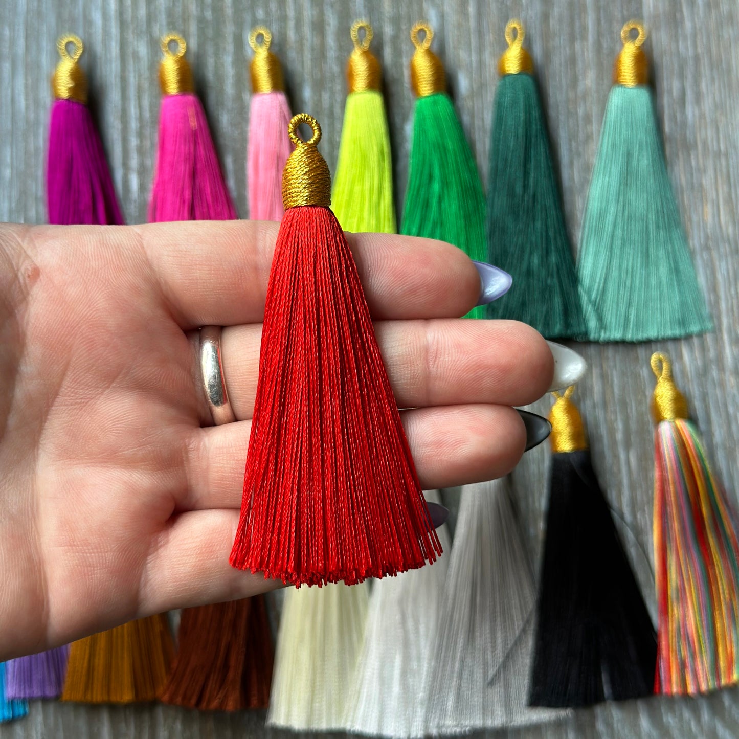 3" red gold top tassel