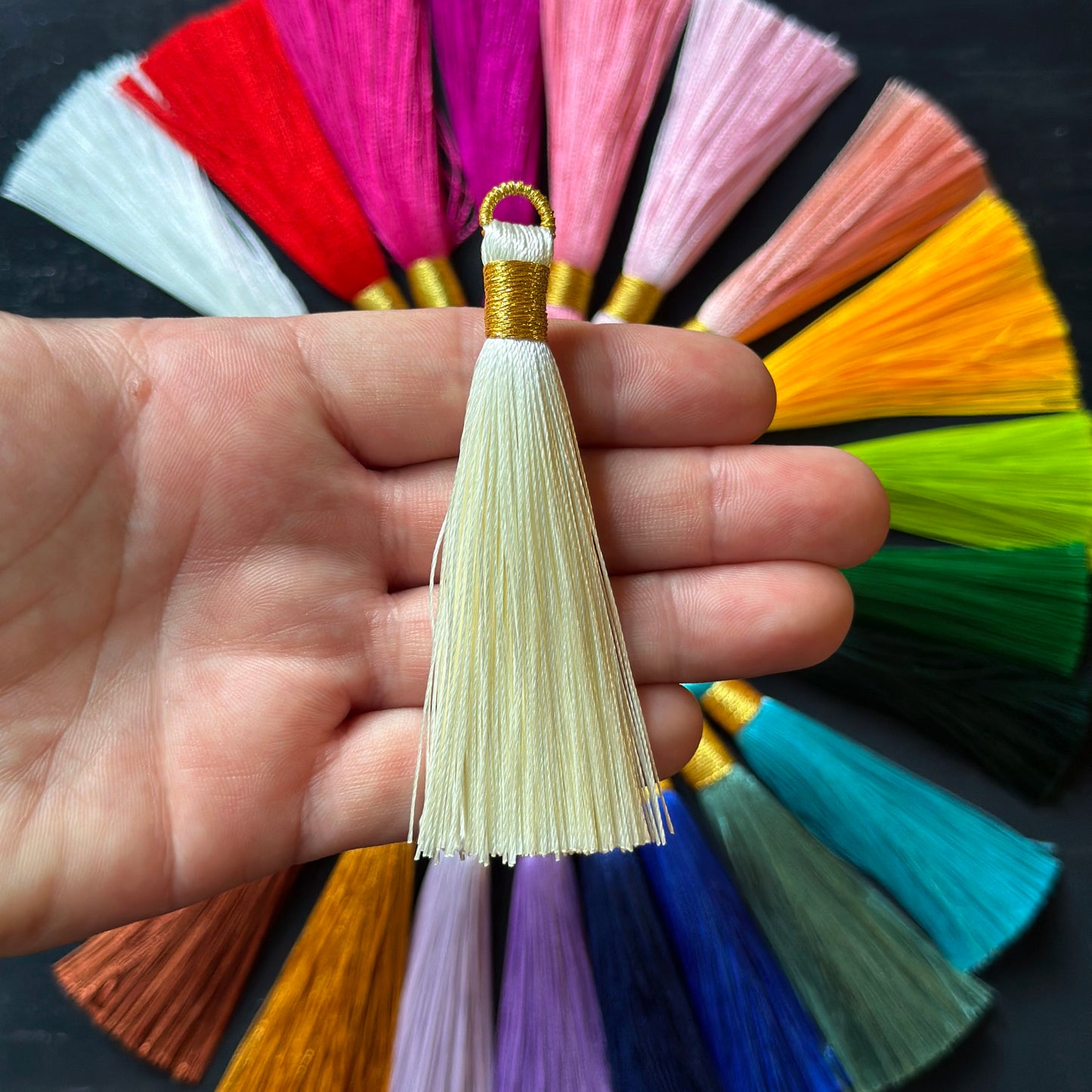3" cream gold bind tassel