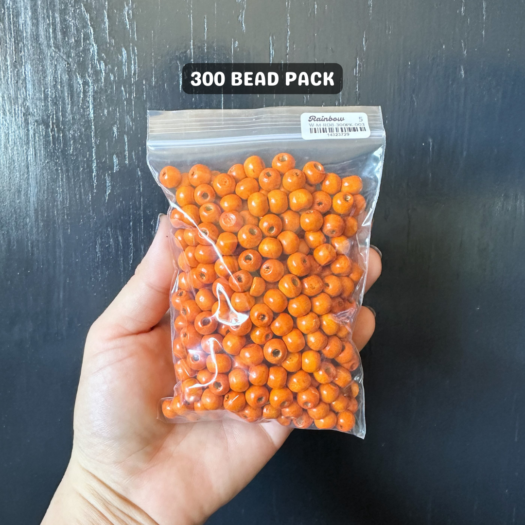 300 bead pack of orange wood beads