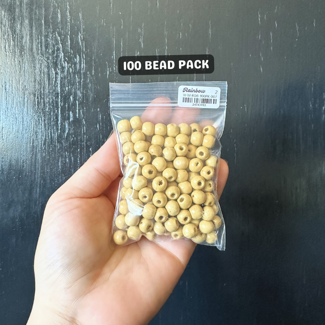 8mm BEIGE wood beads