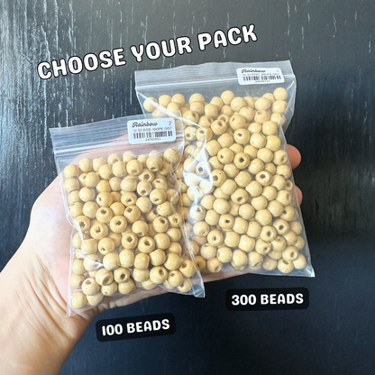 8mm BEIGE wood beads