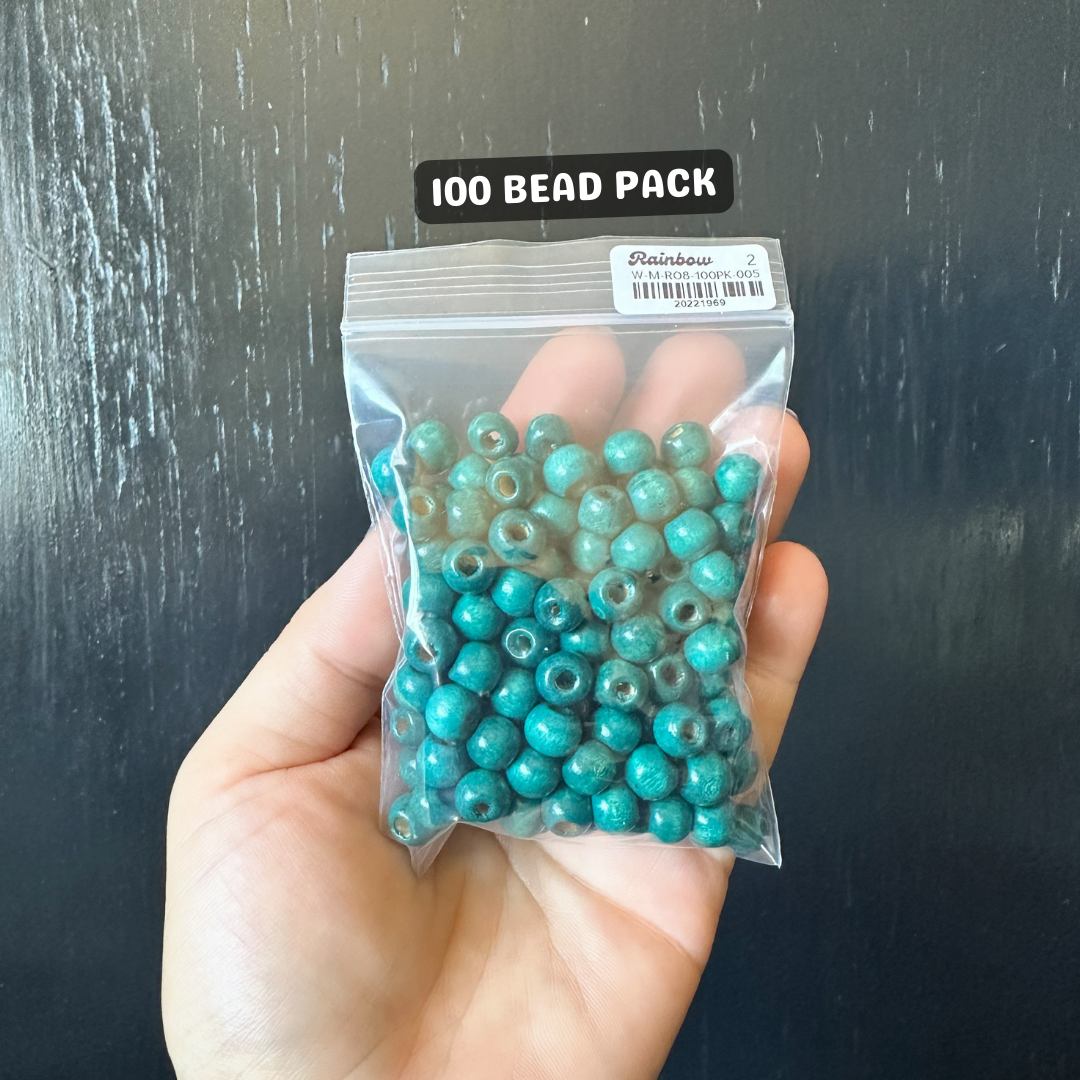 8mm BLUE wood beads