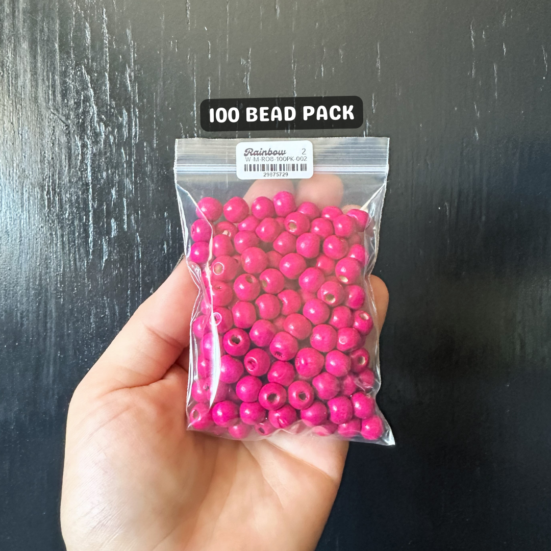 8mm PINK wood beads