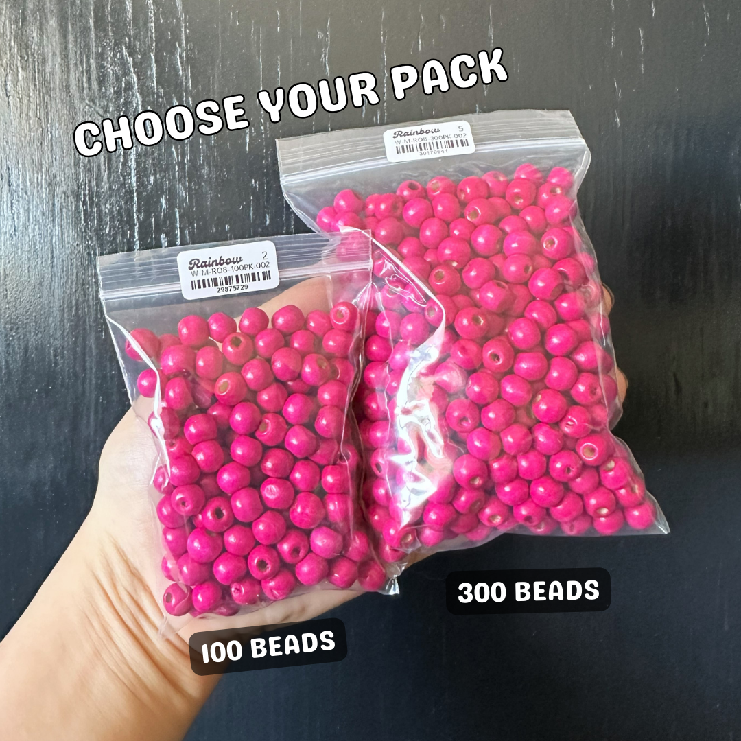 8mm PINK wood beads