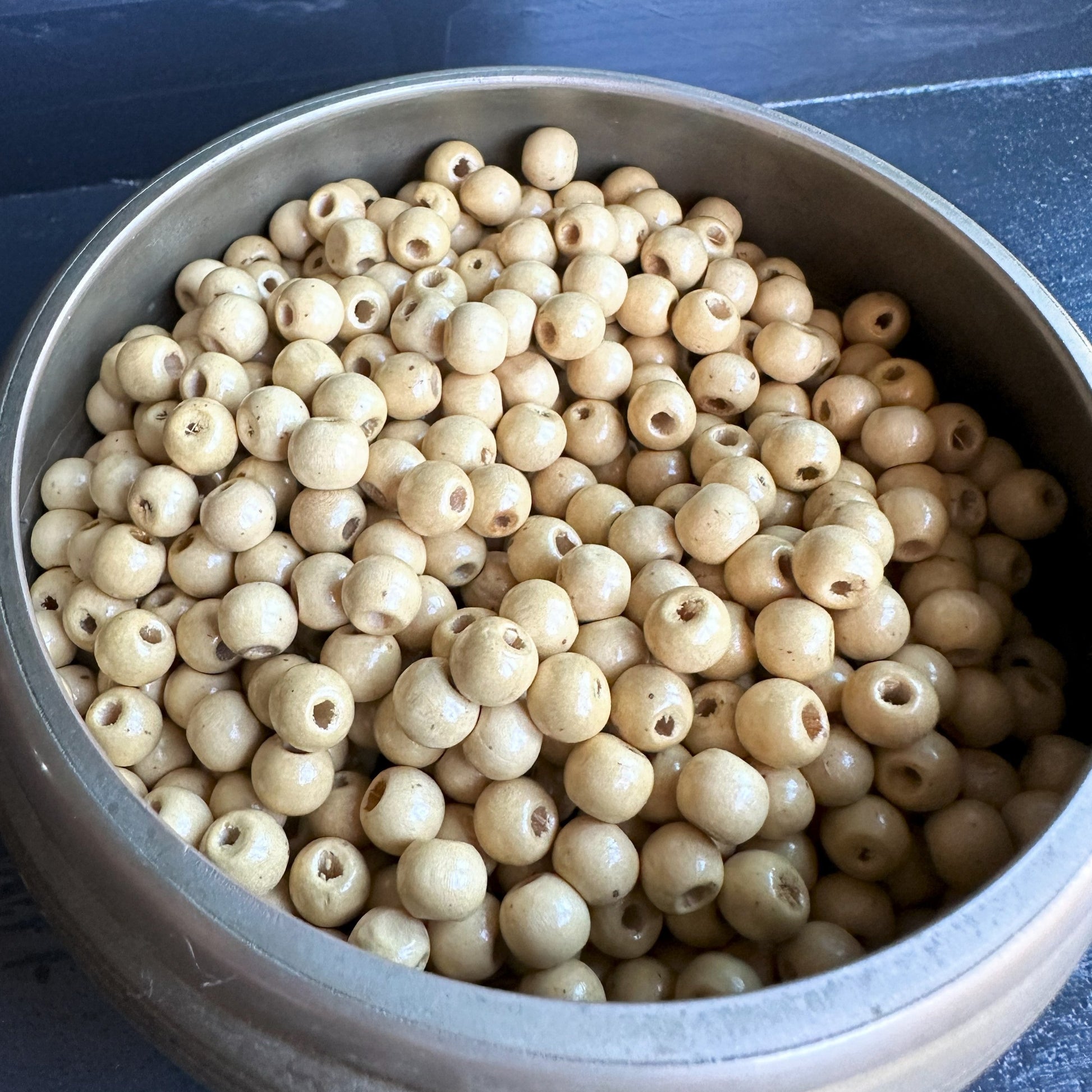 beige wood beads for craft jewelry