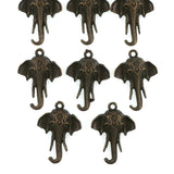 (10 pack) elephant head charms - antique bronze