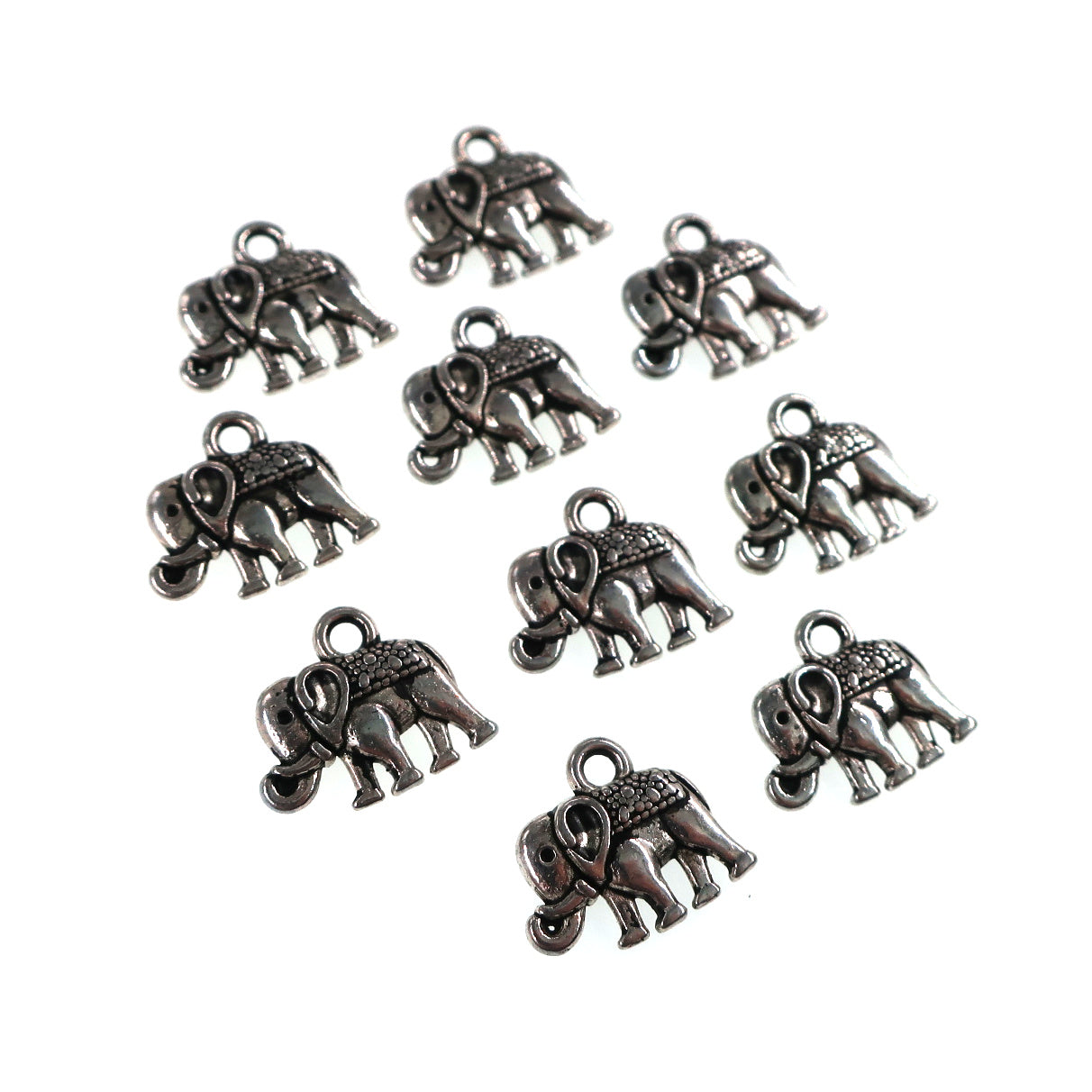 (10 pack) Vintage Elephant charms - antique silver