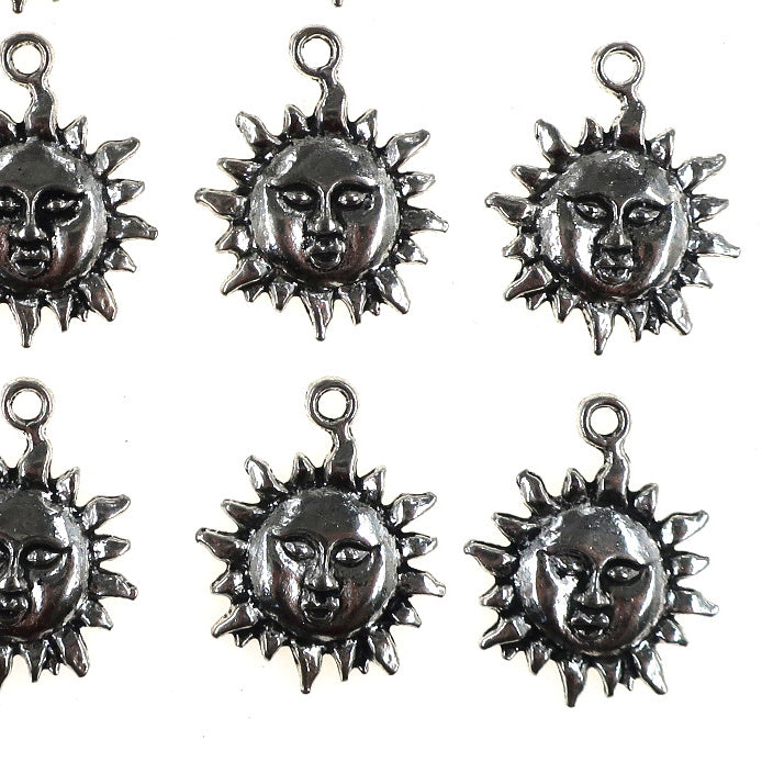 (10 pack) Sun Flower charms - antique silver