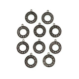 (10 pack) Moon Phase Hollow Circle charms - antique silver