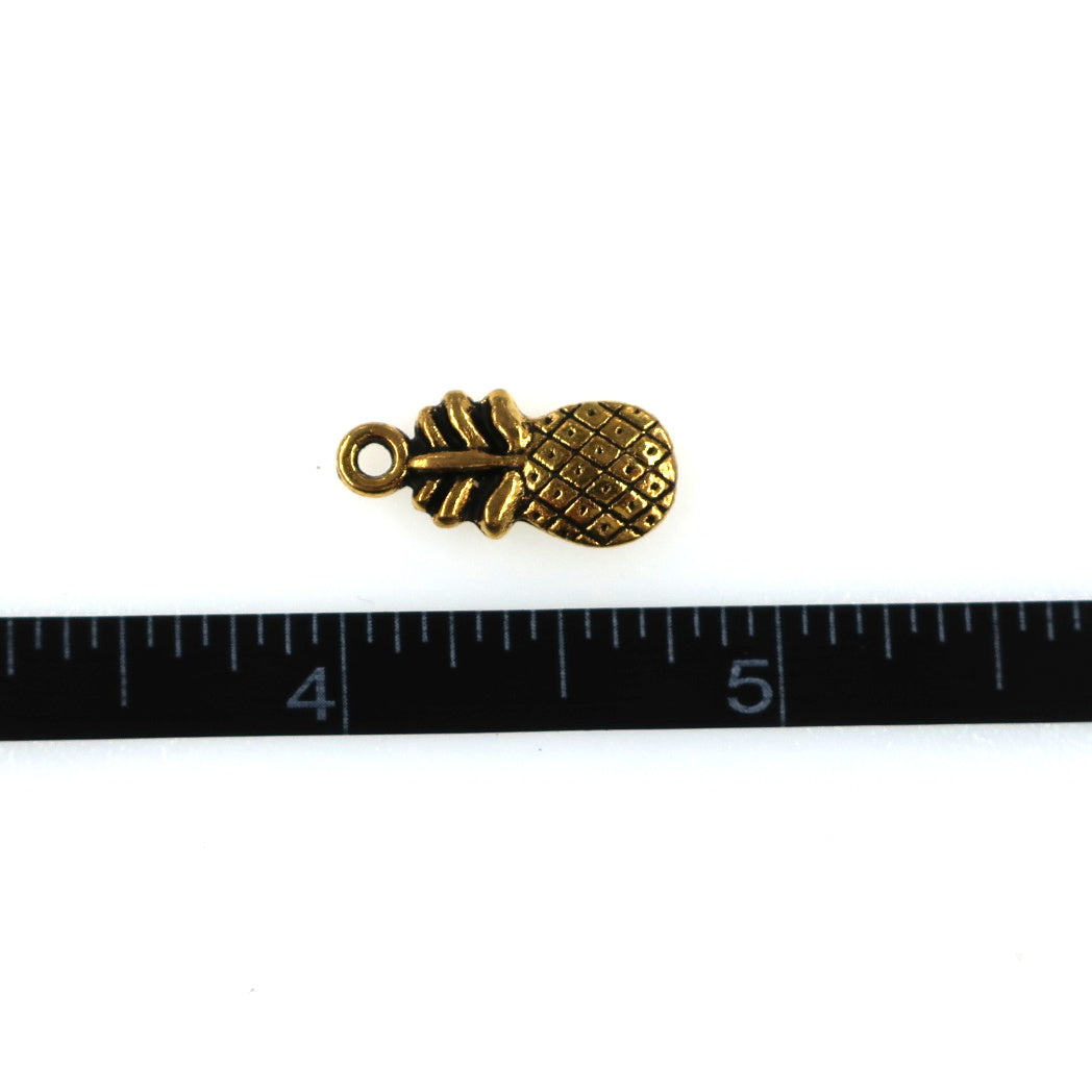 10 pack - Pineapple charms - antique gold color