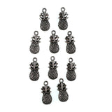 (10 pack) pineapple charms - antique silver color