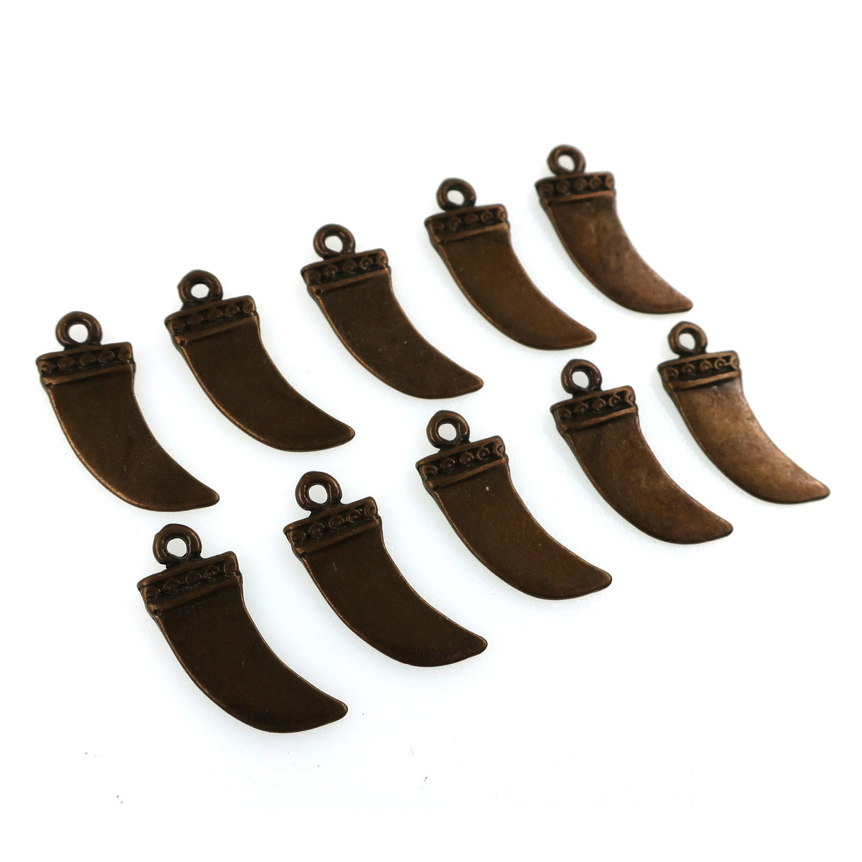 (10 pack) Italian horn charms - antique bronze