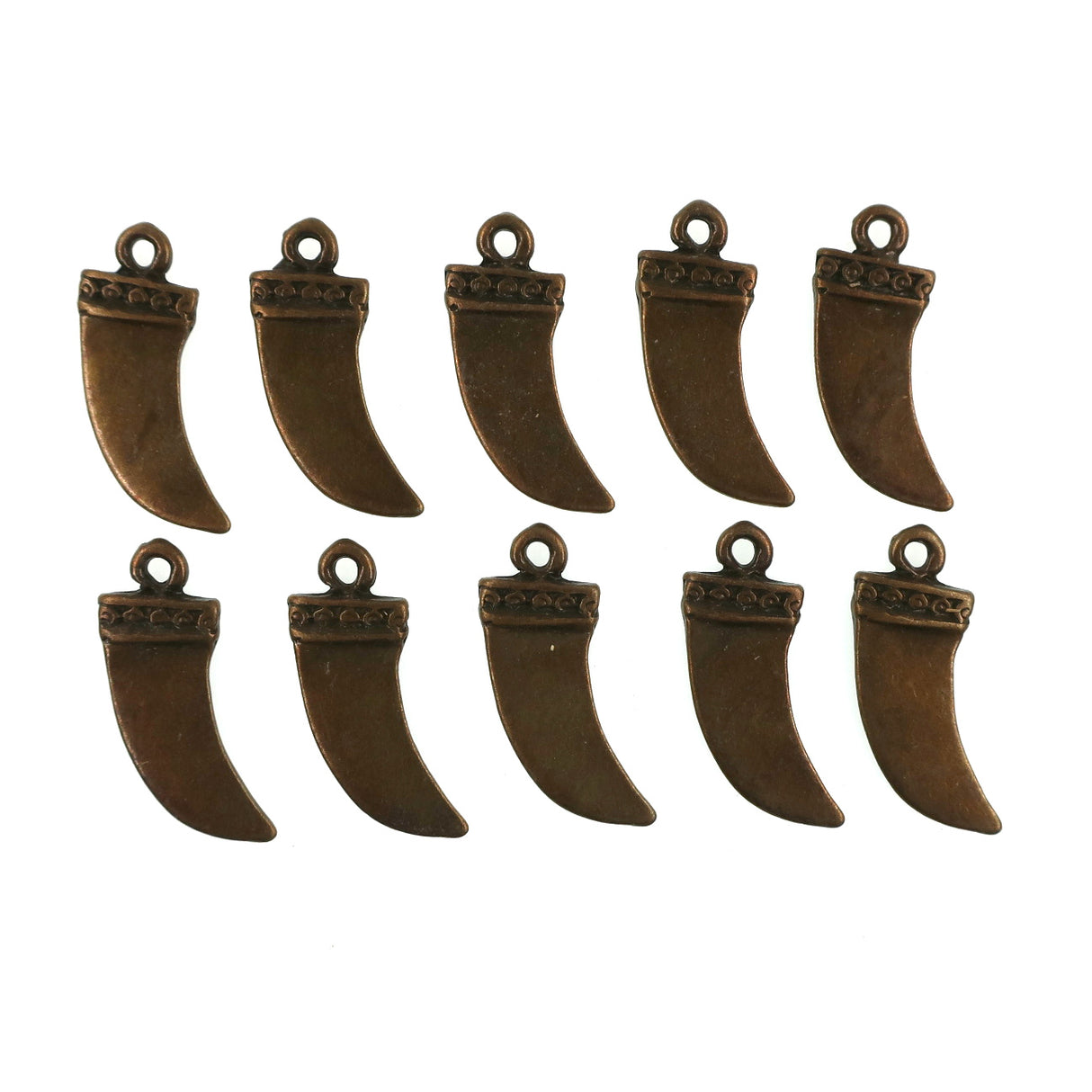 (10 pack) Italian horn charms - antique bronze