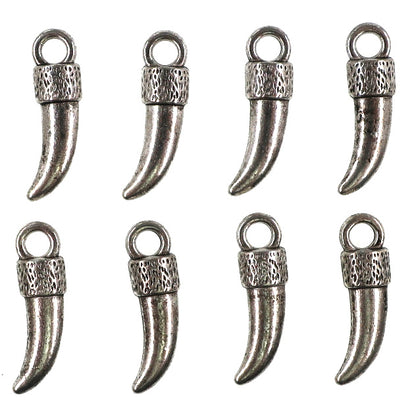10 pack Italian horn - antique silver color