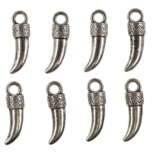 10 pack Italian horn - antique silver color