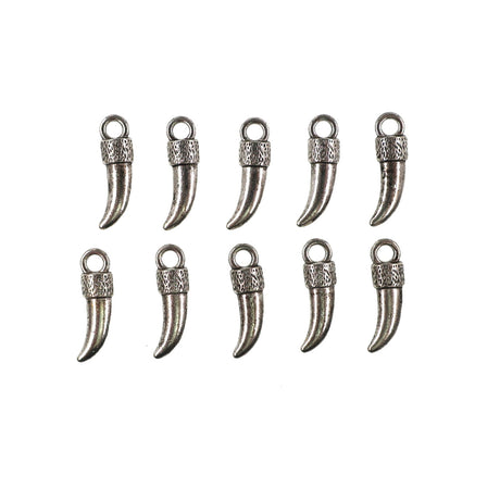 10 pack Italian horn - antique silver color