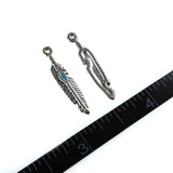 (10 pack) Feather w/ blue enamel charms - antique silver color