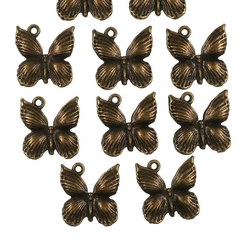 (10 pack) butterfly charms - antique bronze