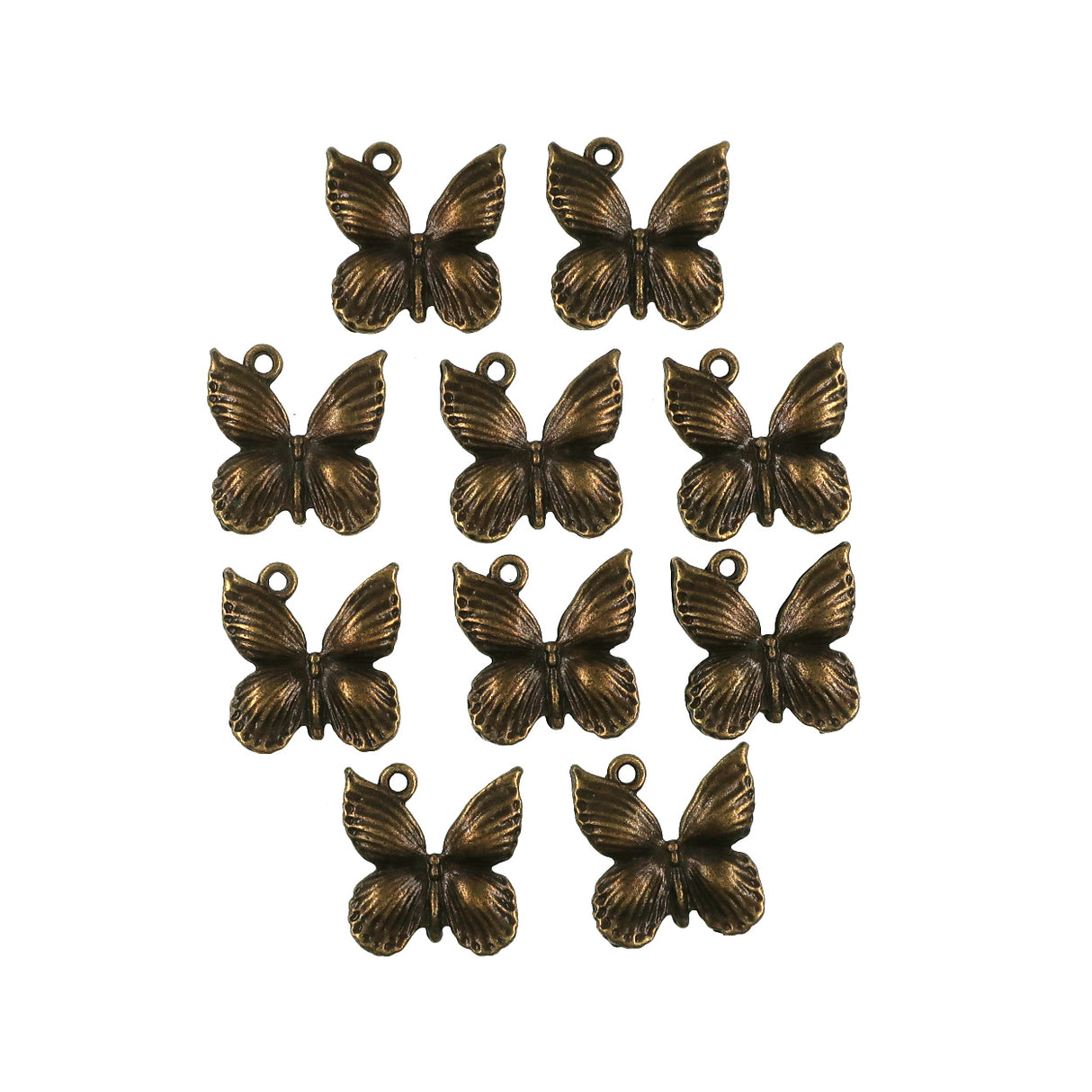 (10 pack) butterfly charms - antique bronze