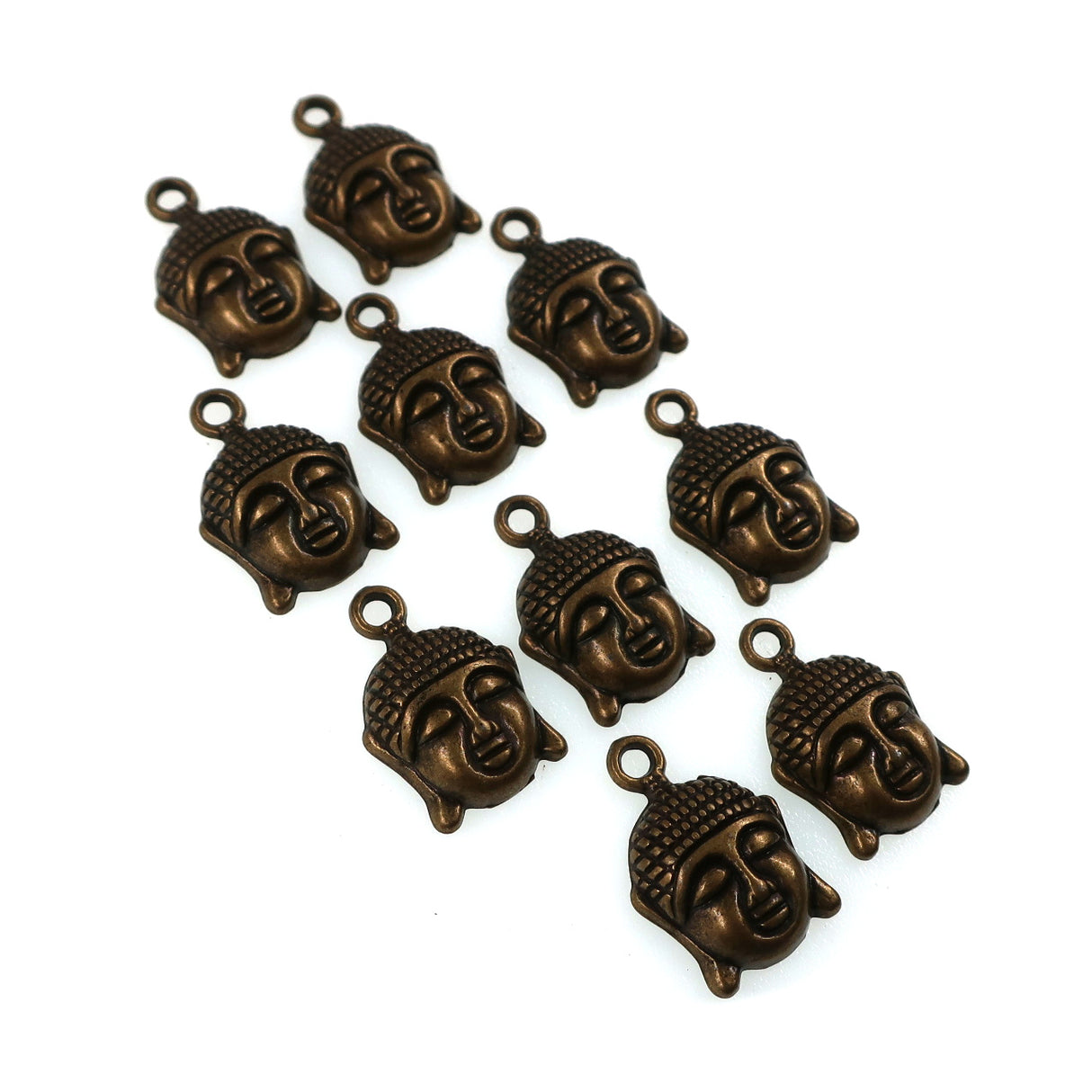 (10 pack) Buddha head charms - antique bronze