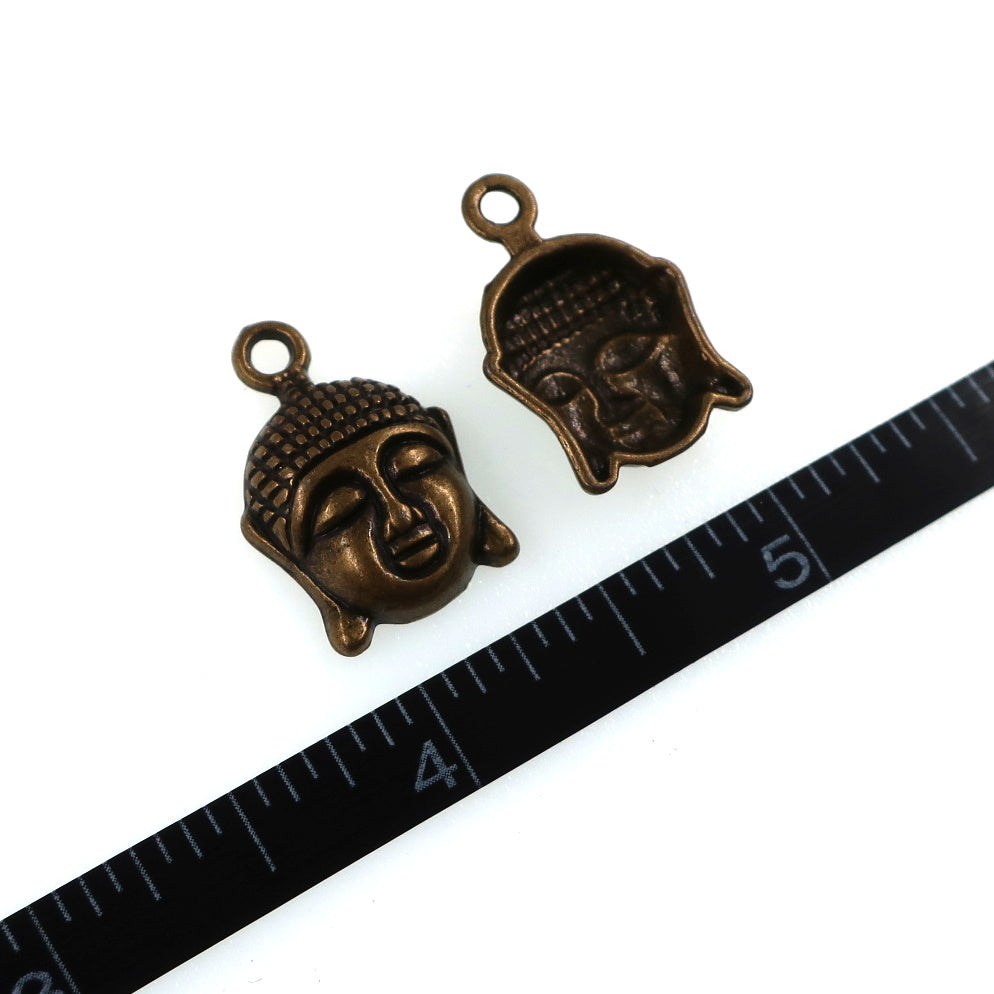 (10 pack) Buddha head charms - antique bronze