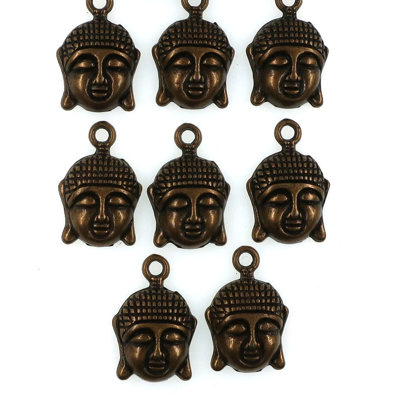 (10 pack) Buddha head charms - antique bronze