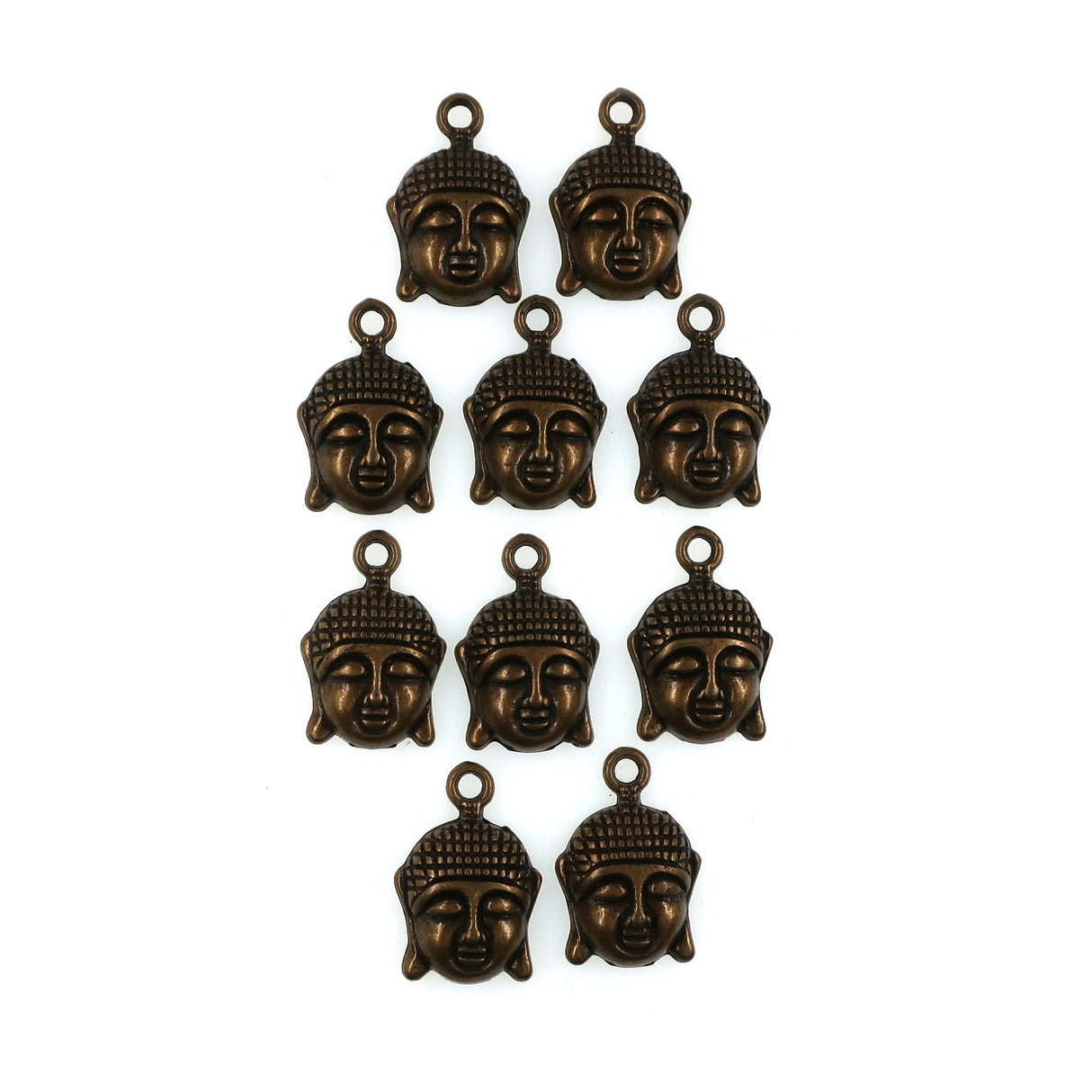 (10 pack) Buddha head charms - antique bronze