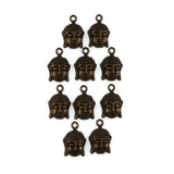 (10 pack) Buddha head charms - antique bronze