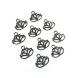 (10 pack) Lotus Flower charms - antique silver