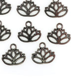 (10 pack) Lotus Flower charms - antique silver