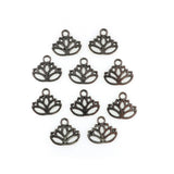 (10 pack) Lotus Flower charms - antique silver