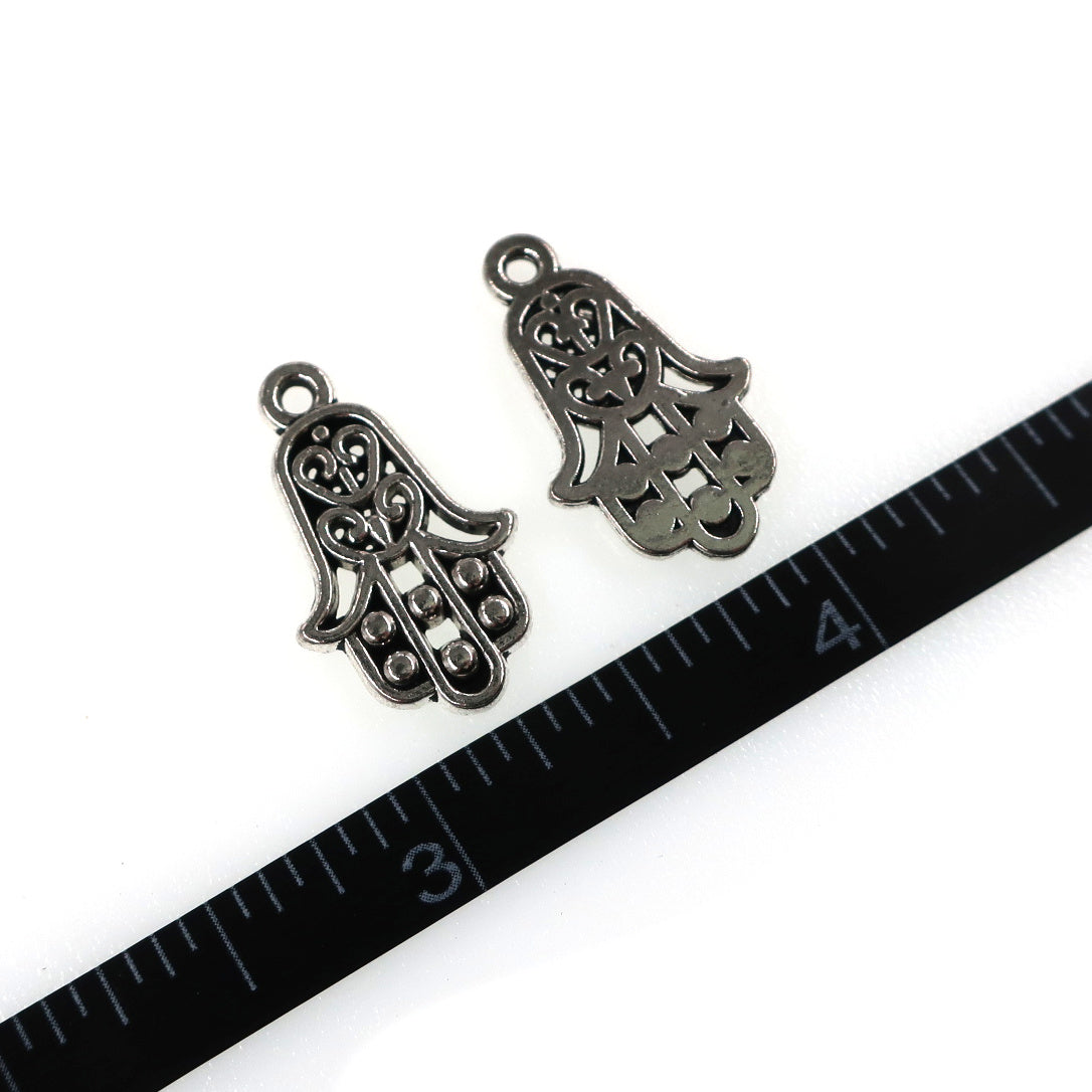 (10 pack) Hamsa Hand charms - antique silver